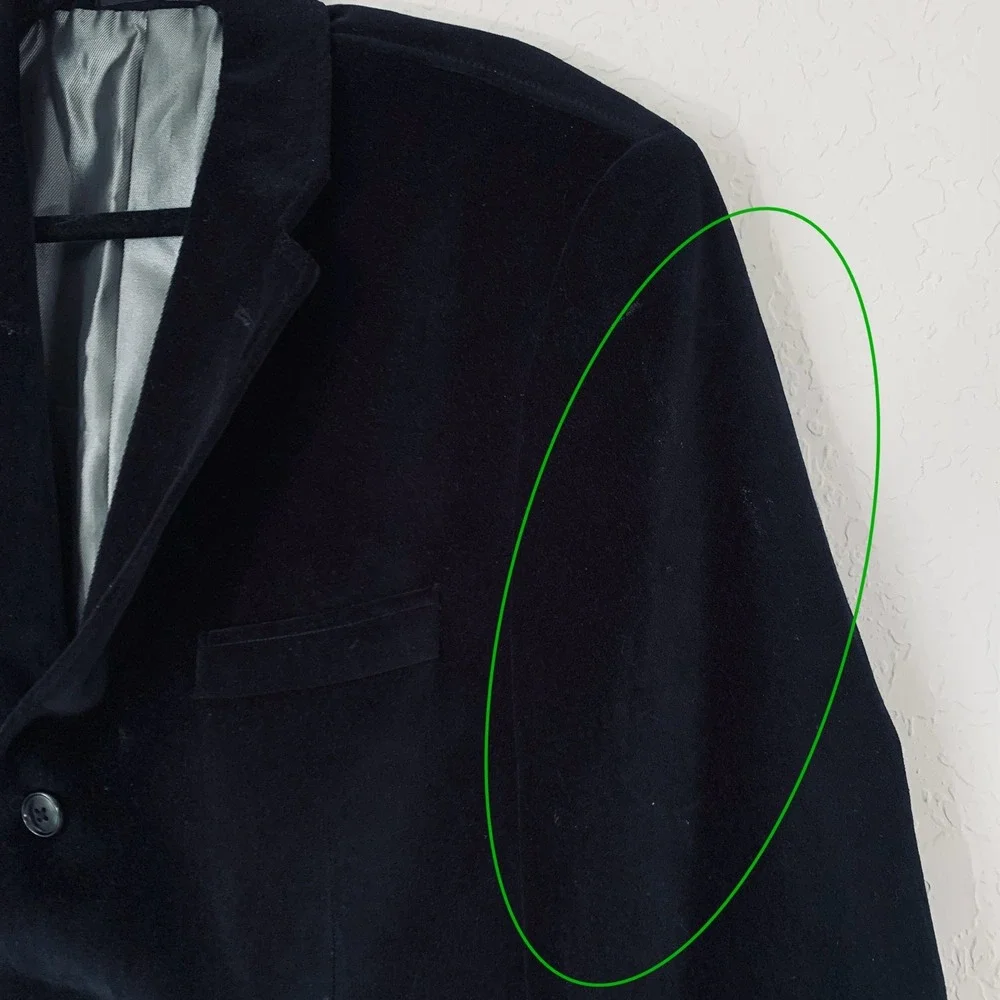 J. Ferrar Velvet Blazer Sport Coat Men M 38-40 Black Dark Academia Luxe Holiday
